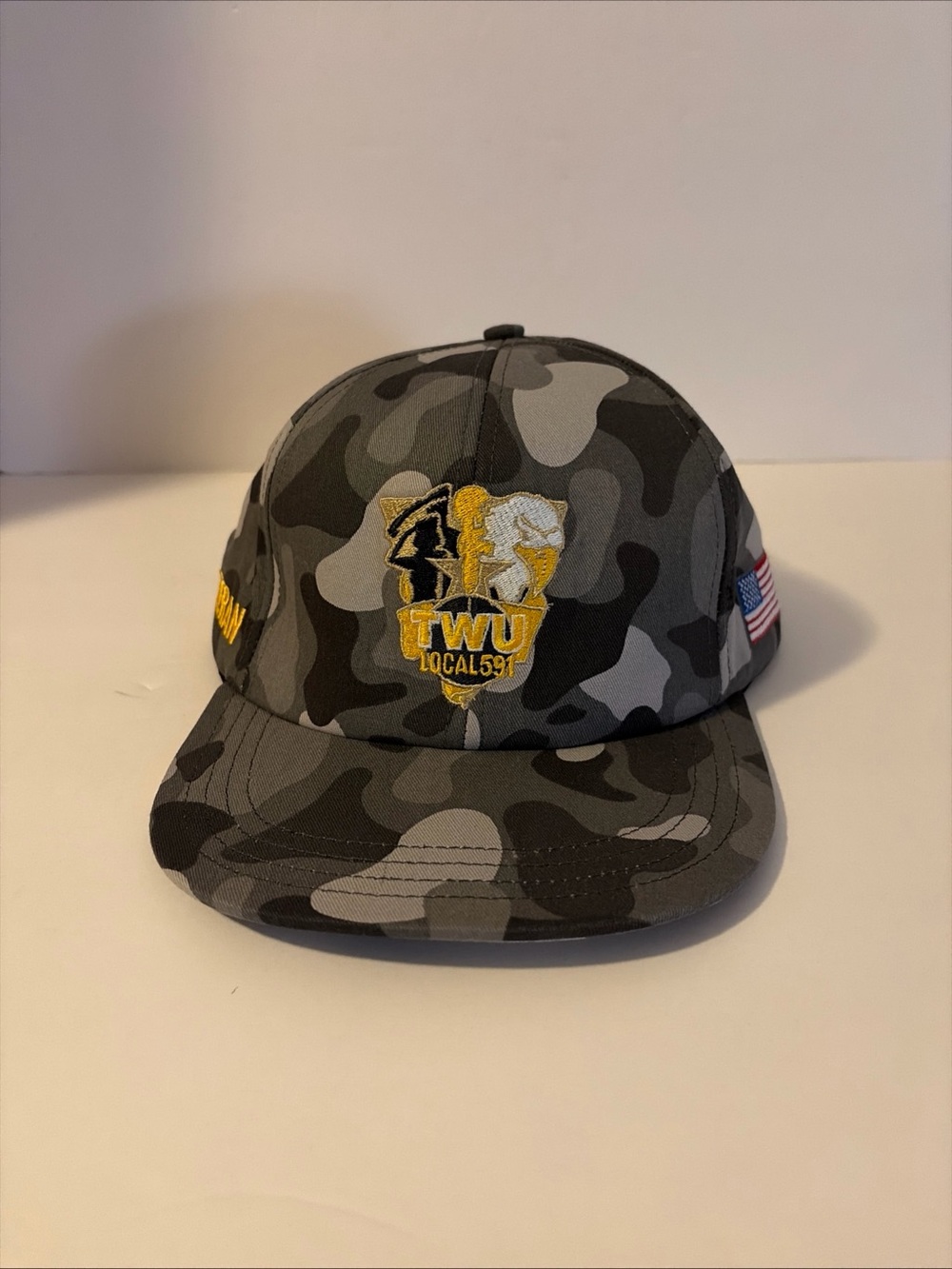 American Airlines TWU Transport workers Union local 571 Camo Veteran Trucker Hat